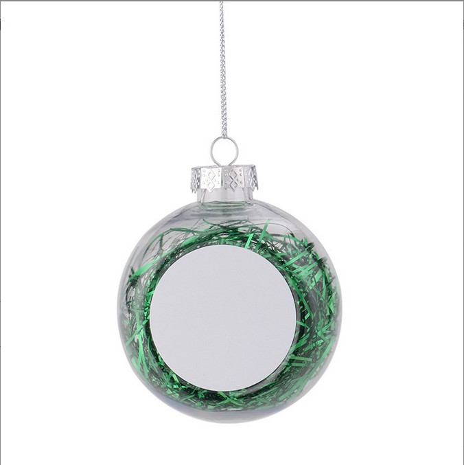 Sublimation 4 colors Pendants Thermal Heat Transfer Christmas Blnak Patch Transparent Ornament Floc Clear Plastic Christmas Ball Pendant DIY Accessori