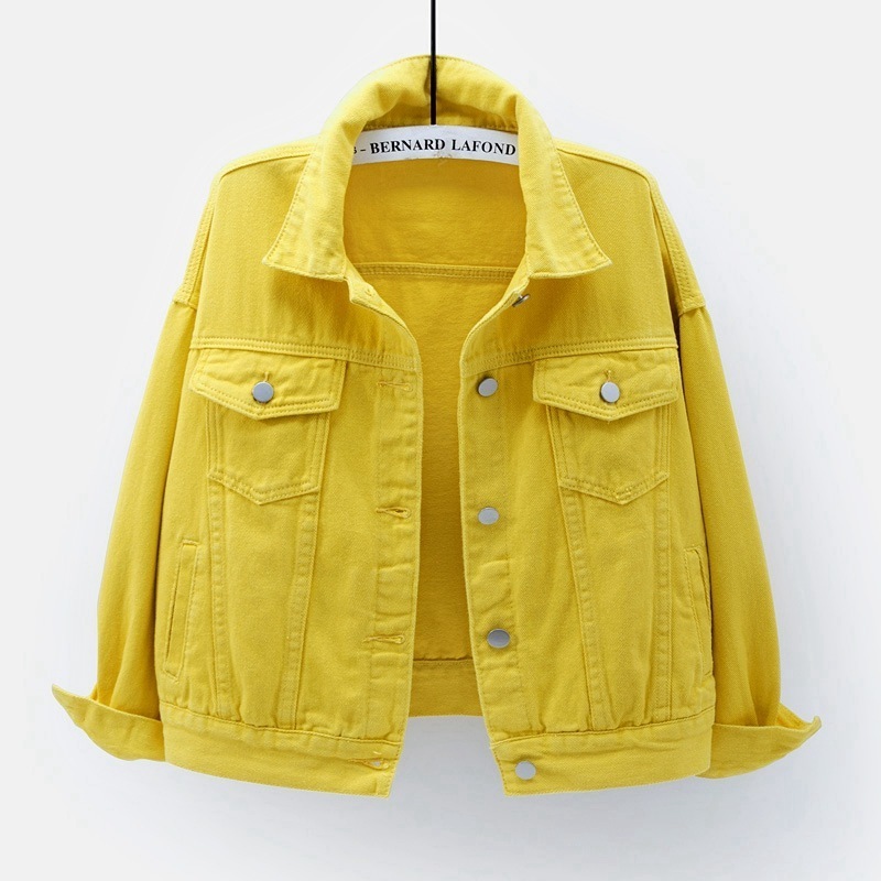 Women's Jackets Denim Jacket Spring Autumn Short Coat Pink Jean Casual Tops Purple Yellow White Loose Lady Outerwear 22586 221109