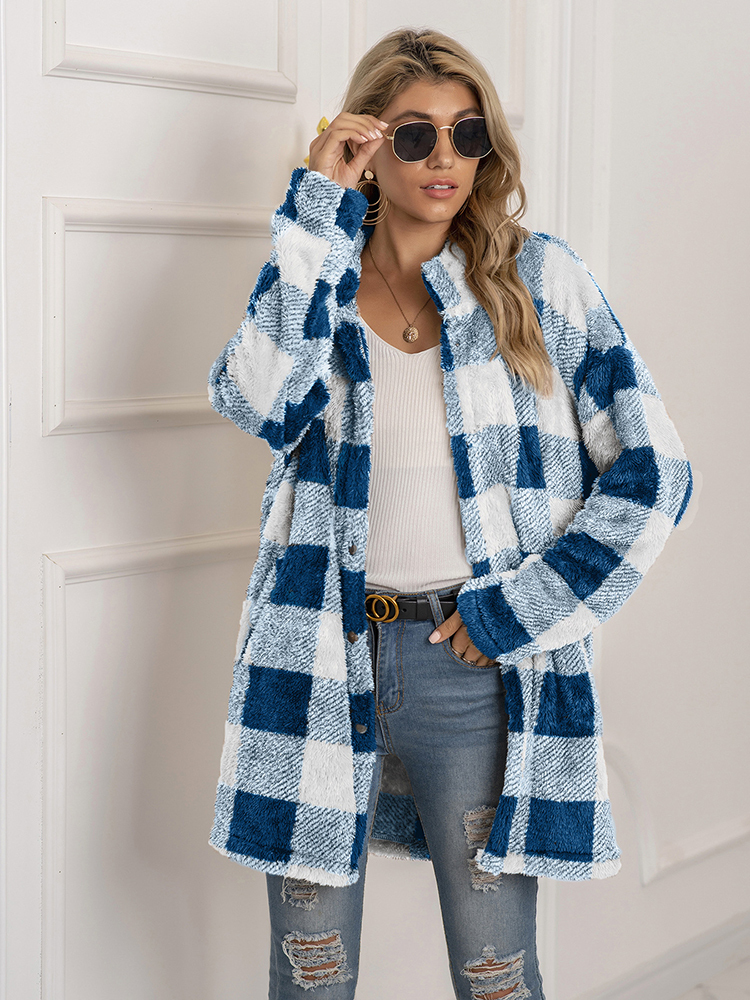 Women's Jackets Fitshinling Vintage Winter Coats Plaid Warm Arrival Fashion Overcoat Female Clothing Plush Soft Coat 221109