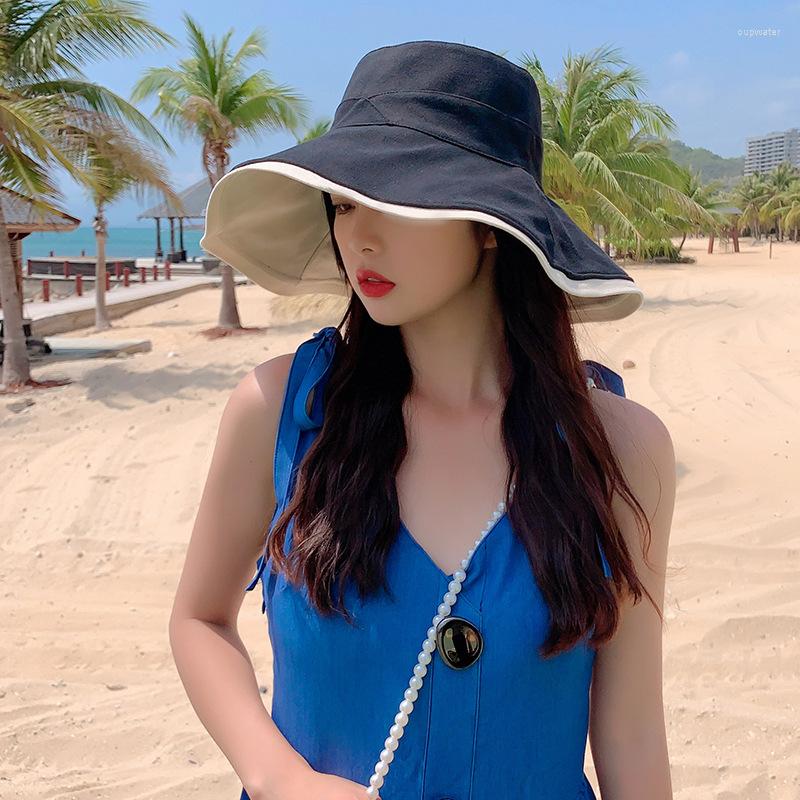 Berets K221 Hat Female Summer Sun Sunscreen Double Sided Fisherman Wild Anti-Ultraviolet Big Brim Women's Bucket Panama, Black
Berets K221 Hat Female Summer Sun Sunscreen Double Sided Fisherman Wild Anti-Ultraviolet Big Brim Women's Bucket Panama, Black