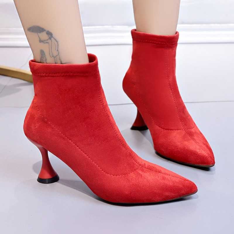 Boots 85Cm Ultra High Heel Short Autumn And Winter Stiletto Oversized Women Purple Suede Fashion Shoes J220923