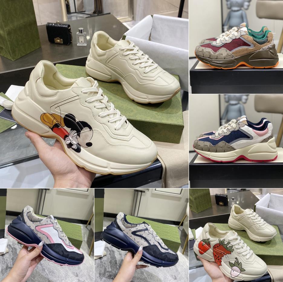 Luxury Platform shoe for mens womens shoes Rhyton casual Sneakers Beige Trainers designer women men Vintage Chaussures Thick bottom running sneaker 36-45