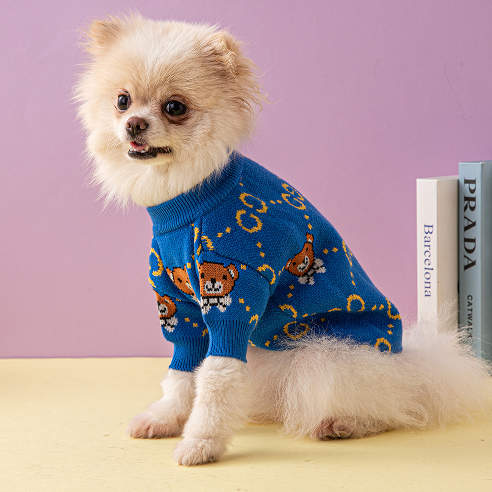 Designer Dog Clothes Brand Dog Apparel with Classic Letter Bear Pattern Warm Pet Sweater for Small Dogs Cat Winter Pullover Sweaters Pets Clothing Coat Blue, #2
Designer Dog Clothes Brand Dog Apparel with Classic Letter Bear Pattern Warm Pet Sweater for Small Dogs Cat Winter Pullover Sweaters Pets Clothing Coat Blue, #2