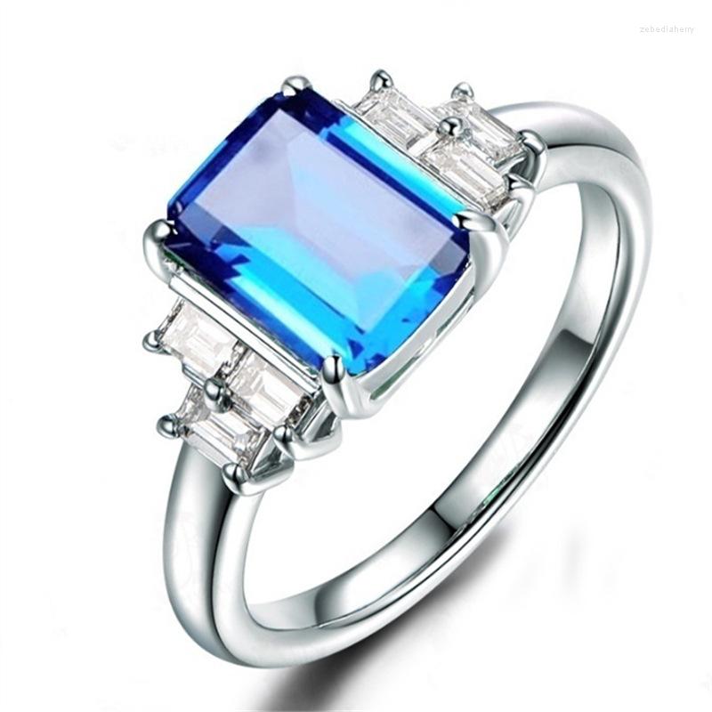 Wedding Rings 925 Sterling Silver Plated Blue Square Zircon Size 6 / 7 8 9 10 Fashion Jewelry Engagement Party Gift
Wedding Rings 925 Sterling Silver Plated Blue Square Zircon Size 6 / 7 8 9 10 Fashion Jewelry Engagement Party Gift