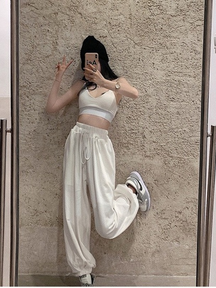 Women's Pants Capris HOUZHOU Oversize Women White Jogging Sweatpants Korean Fashion Sports Casual Harajuku Wide Joggers Trousers Ankle-length 221