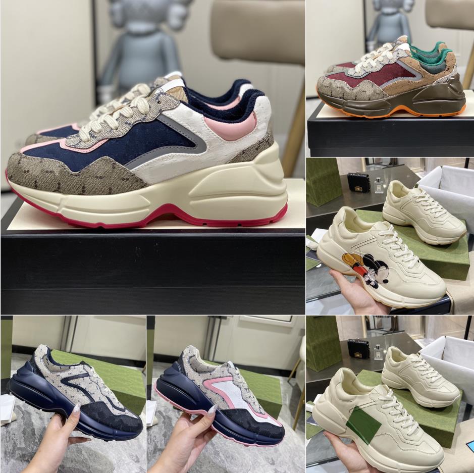 Luxury designer shoes women men Rhyton casual Sneakers Beige Platform shoe for mens womens Trainers Vintage Chaussures Thick bottom running sneaker