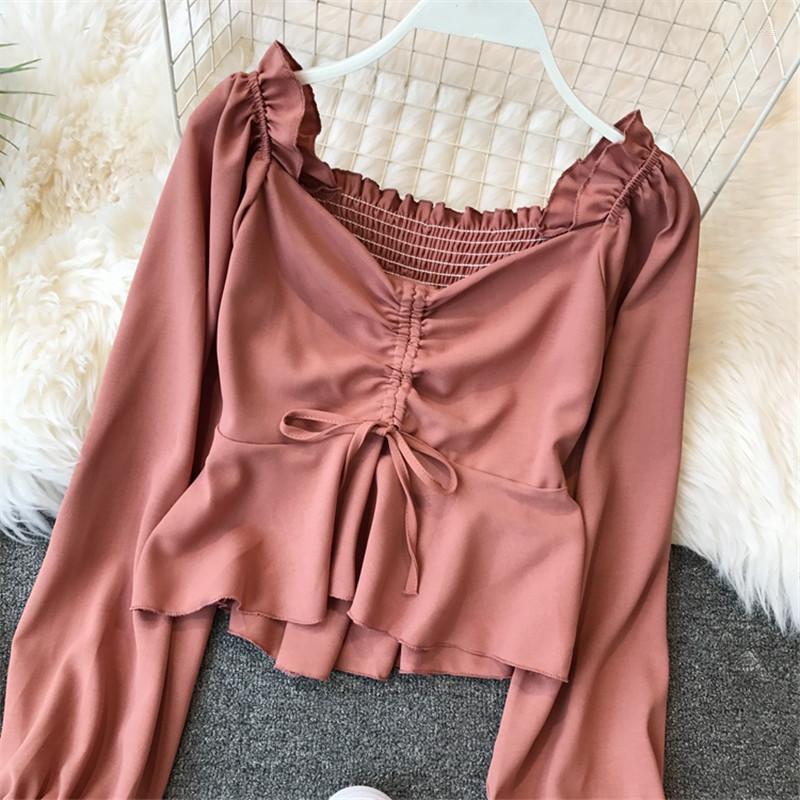 Women's Blouses 2022 Spring Autumn Women Long Sleeve Blouse V-Neck Drawstring Tie Female Lantern Ruffles Shirts Short Tops AB1216, Black
Women's Blouses 2022 Spring Autumn Women Long Sleeve Blouse V-Neck Drawstring Tie Female Lantern Ruffles Shirts Short Tops AB1216, Black