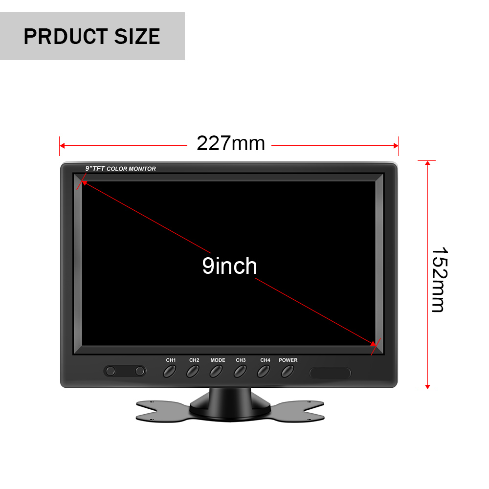9 Inch TFT LCD Split Screen Quad Monitor Security Surveillance Car Headrest Rear View Monitor Parking Rear View Camera System