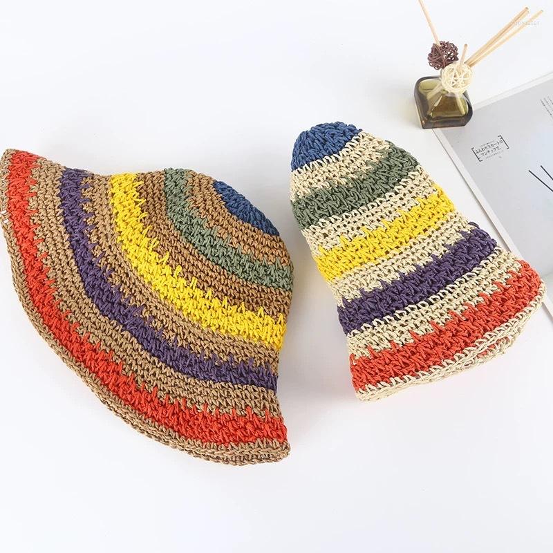Berets 2022 Summer Bucket Hat Women's Straw Made Rainbow Crochet Foldable Parent-child Panama Children Female Beach Sun Visor Cap, Beige
Berets 2022 Summer Bucket Hat Women's Straw Made Rainbow Crochet Foldable Parent-child Panama Children Female Beach Sun Visor Cap, Beige