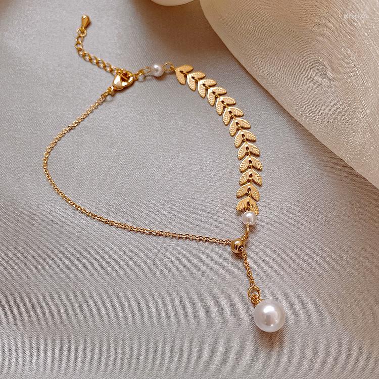 Link Bracelets ARADOO Light Luxury 18K Gold Plated Pearl Wheat Leaf Titanium Steel Bracelet
Link Bracelets ARADOO Light Luxury 18K Gold Plated Pearl Wheat Leaf Titanium Steel Bracelet