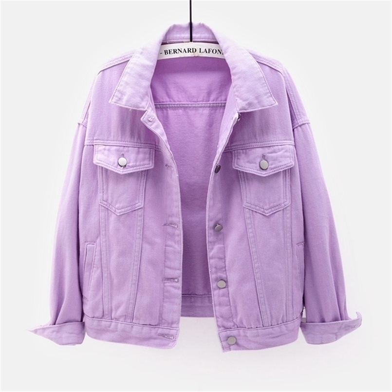 Women's Jackets Denim Jacket Spring Autumn Short Coat Pink Jean Casual Tops Purple Yellow White Loose Lady Outerwear 22586 221109
