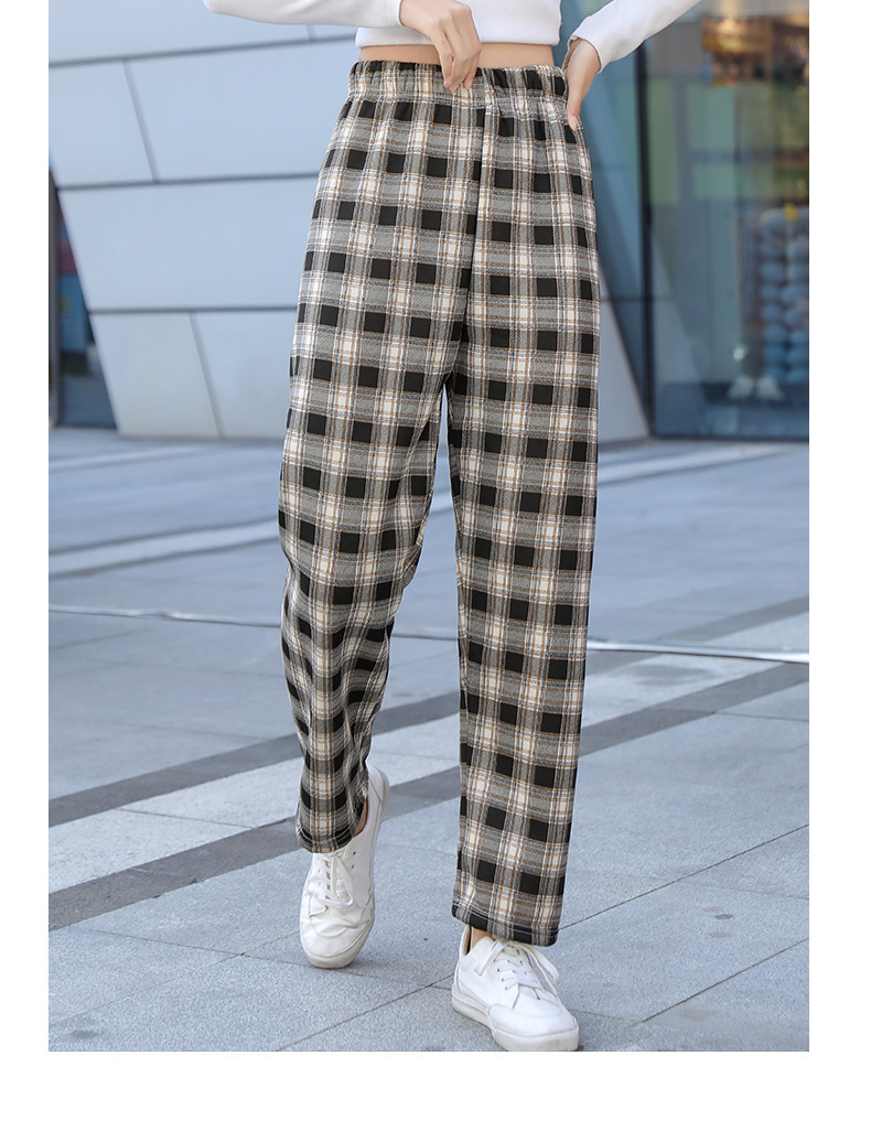 Women's Pants Capris Vintage Plaid Women High Waist Wide Leg Straight Loose Casual Female Trousers Fashion Streetwear 221109