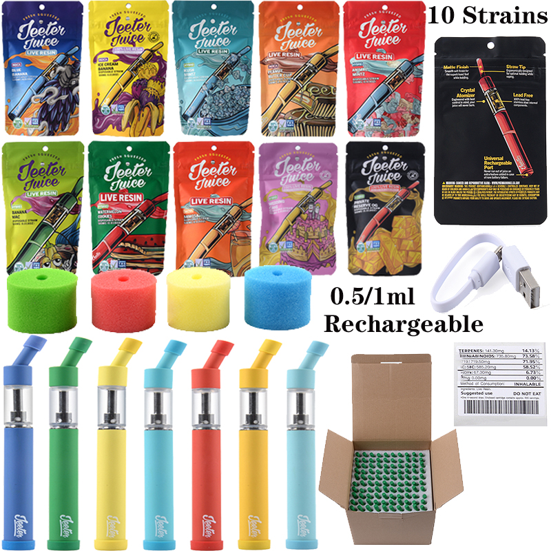 Jeeter Rechargeable Disposable E Cigarettes Vape Pen Preheat 1ml 0.5ml Atomizers Carts Thick Oil Vaporizer 180mAh Micro USB Packaging Bags 10 Flavors
Jeeter Rechargeable Disposable E Cigarettes Vape Pen Preheat 1ml 0.5ml Atomizers Carts Thick Oil Vaporizer 180mAh Micro USB Packaging Bags 10 Flavors