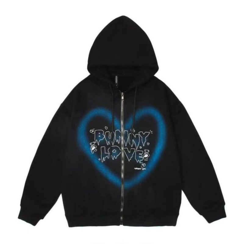 Women's Hoodies Sweatshirts Women Zip Up Hoodie Autumn Winter Goth Punk Pocket Print Long Sleeve Jackets Coats Female Harajuku Oversized Hooded 2