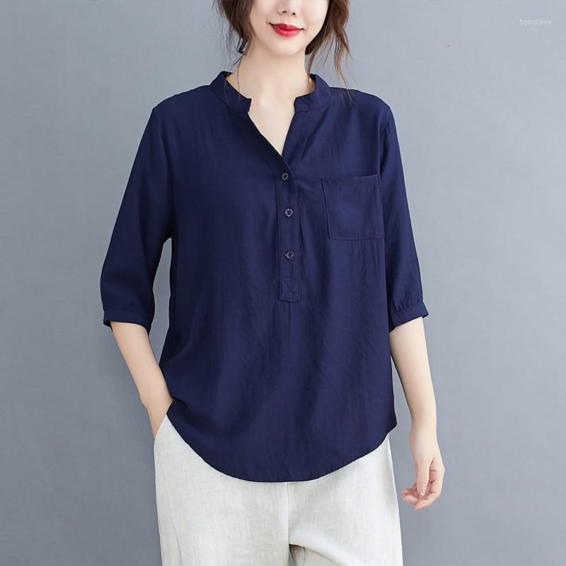 Women's Blouses Women Cotton Shirts Office Lady Three Qurter Sleeve Blouse 4XL Large Size V-neck Loose Casual Solid Tops, Beige
Women's Blouses Women Cotton Shirts Office Lady Three Qurter Sleeve Blouse 4XL Large Size V-neck Loose Casual Solid Tops, Beige