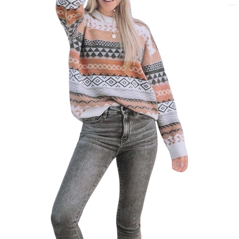 Women's Sweaters Women Round Neck Vintage Geometric Print Long Sleeve Loose Knit Jumper Tops, Gray
Women's Sweaters Women Round Neck Vintage Geometric Print Long Sleeve Loose Knit Jumper Tops, Gray
