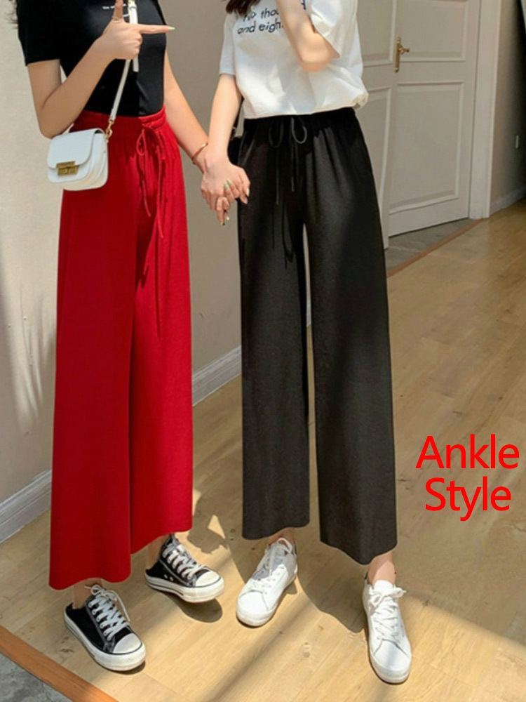 Women's Pants Capris Soft Comfort High Waist Casual Summer Slacks Ice Silk Ankle-Length Long Trousers Female 221109