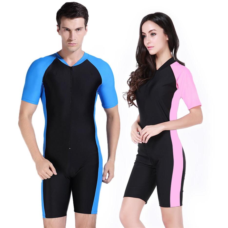 SBART AntiUV Lycra Short Sleeve Wetsuit Men Women Surfing One Pieces Triathlon Wet Suit for Swimming Sucba Diving Skin Swimsuit E