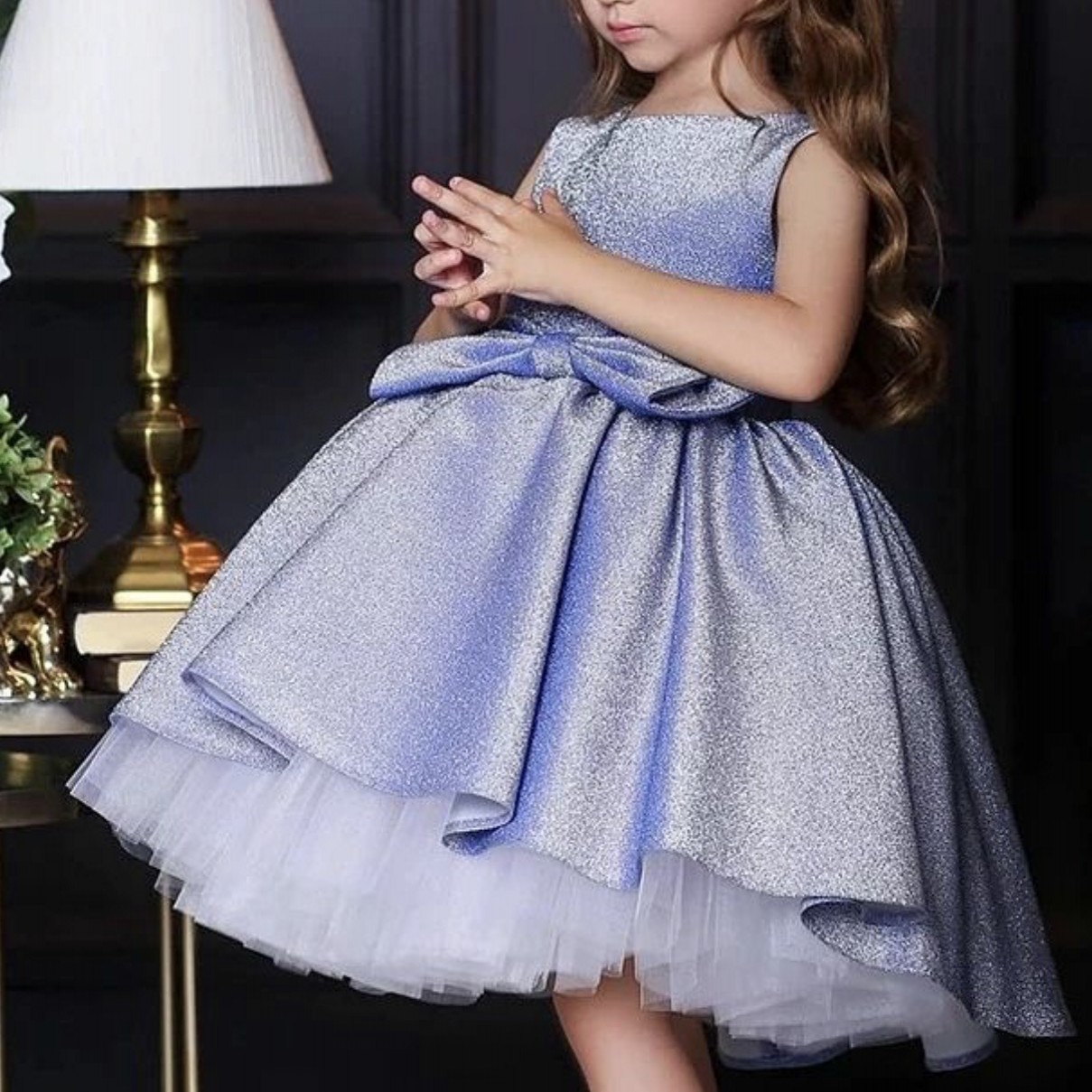 Girl's Pageant Dresses Little Toddler Pink Kids Ball Gown Floor Length Glitz Flower Girl Dress For Weddings Birthday Party Bow
