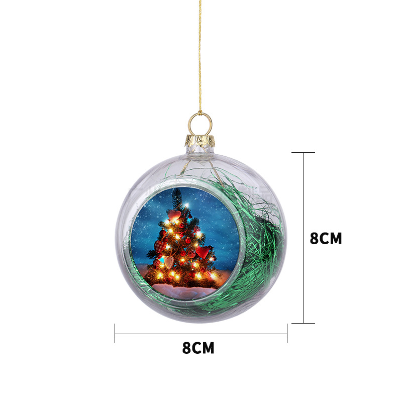 Sublimation 4 colors Pendants Thermal Heat Transfer Christmas Blnak Patch Transparent Ornament Floc Clear Plastic Christmas Ball Pendant DIY Accessori