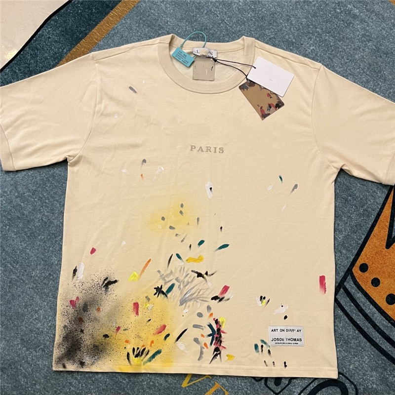 Men' T shirts Designer Mens T-shirts Gallerydept Trendy Lanvins x Dept Loose Mens and Womens Beige Speckled Embroidery Short Sleeves, White
Men' T shirts Designer Mens T-shirts Gallerydept Trendy Lanvins x Dept Loose Mens and Womens Beige Speckled Embroidery Short Sleeves, White