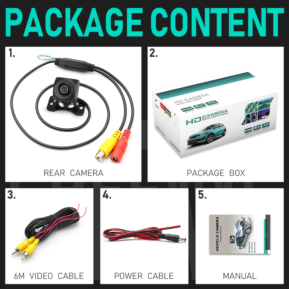 XINMY 170 AHD 1080P Vehicle Rear View Camera Car Reverse Black Fisheye Lens Night Vision Waterproof Universal