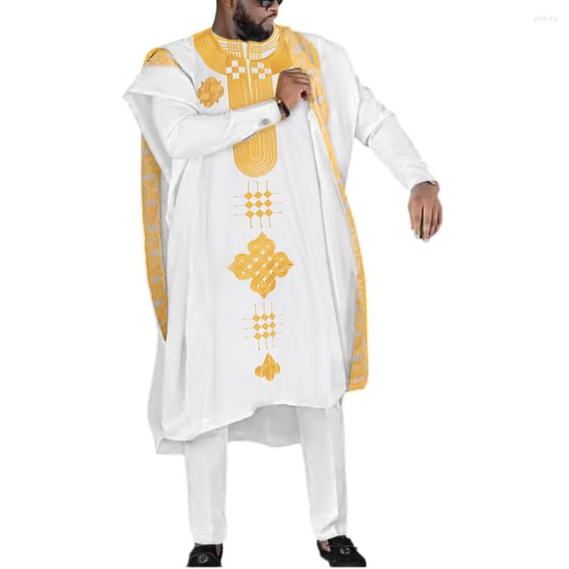 Ethnic Clothing H&D Gold Embroidery White Agbada Men African Traditional Clothes Nigeria Outfit Cover Shirt Pants 3 PCS Suit Muslim Sets
Ethnic Clothing H&D Gold Embroidery White Agbada Men African Traditional Clothes Nigeria Outfit Cover Shirt Pants 3 PCS Suit Muslim Sets