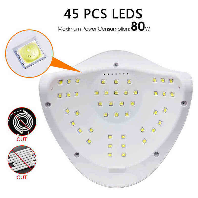 Nxy Lamp for Manicure 80/54w Uv Led Drying Nails Dryer Machine Gel Polish Auto Sensing Tools Lcd Display 220624