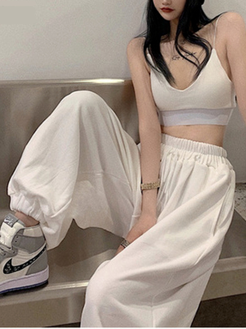 Women's Pants Capris HOUZHOU Oversize Women White Jogging Sweatpants Korean Fashion Sports Casual Harajuku Wide Joggers Trousers Ankle-length 221