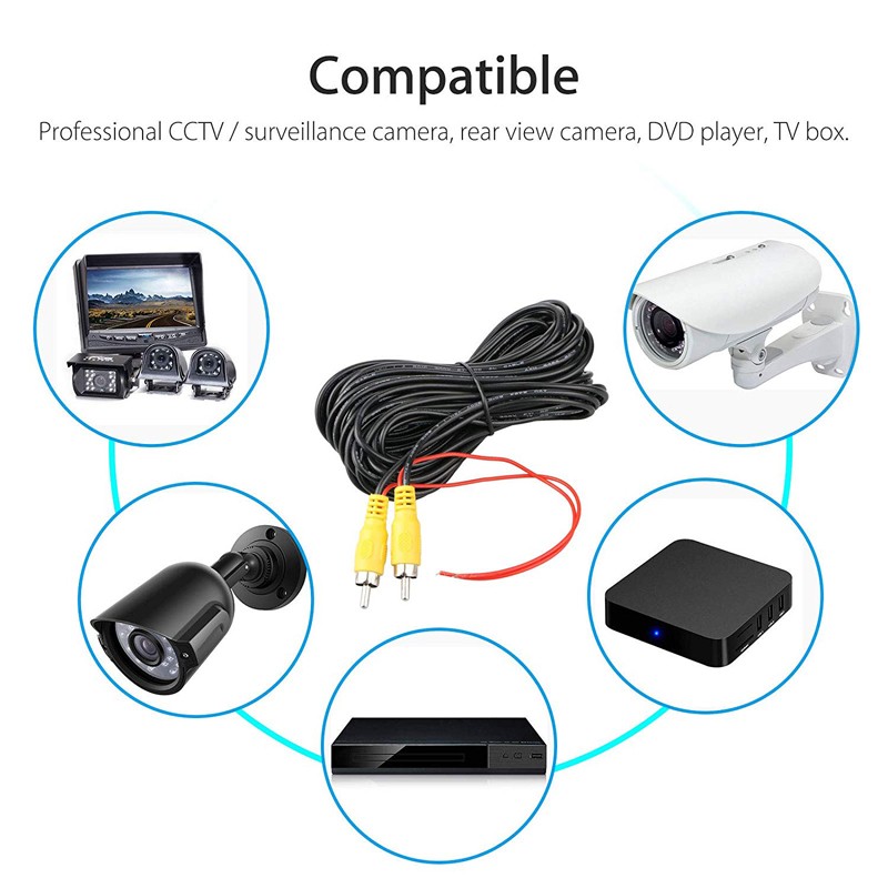 6m Video Cable For Car Rear View Camera Universal RCA 6 Meters Wire For Connecting Reverse Camera With Car Multimedia Monitor