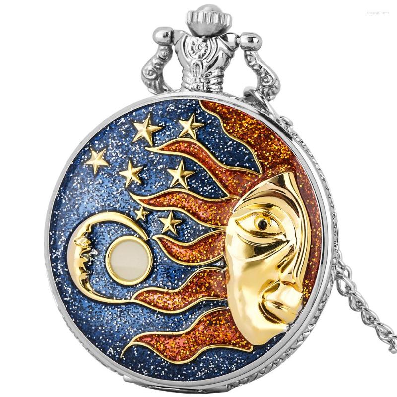 Pocket Watches Art Half Face Sun Moon Stars Blue Starry Display Quartz Necklace Watch Vintage Stylish Pendant Chain Clock Men Women, Bwith 80 cm chain
Pocket Watches Art Half Face Sun Moon Stars Blue Starry Display Quartz Necklace Watch Vintage Stylish Pendant Chain Clock Men Women, Bwith 80 cm chain