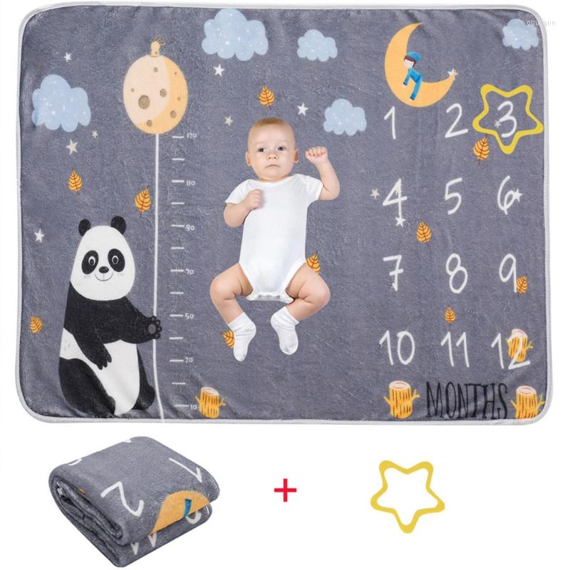 

Blankets 97BE 1 Set Baby Monthly Record Growth Milestone Blanket Born Pography Props Accessories Creative Cartoon Bear Printing