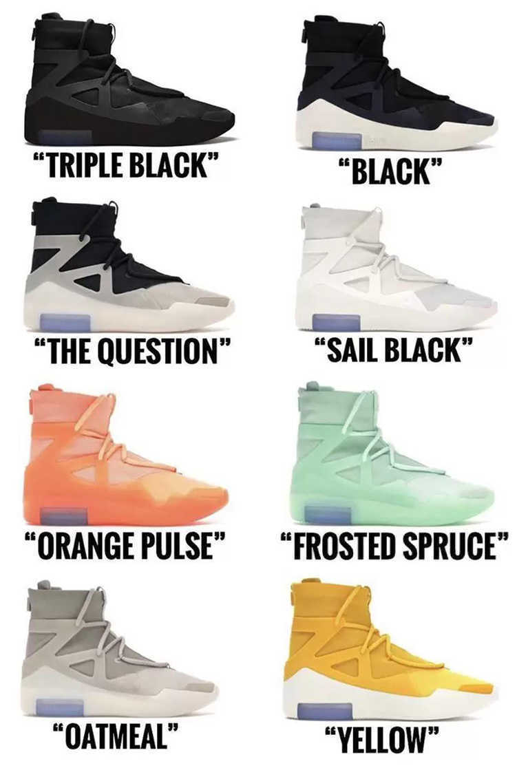 Shoes Designer Fear 1 Triple Black Oatmeal of God the Atmosphere Yellow Light Bone Sail Orange Men Trainers Original Fog
Shoes Designer Fear 1 Triple Black Oatmeal of God the Atmosphere Yellow Light Bone Sail Orange Men Trainers Original Fog