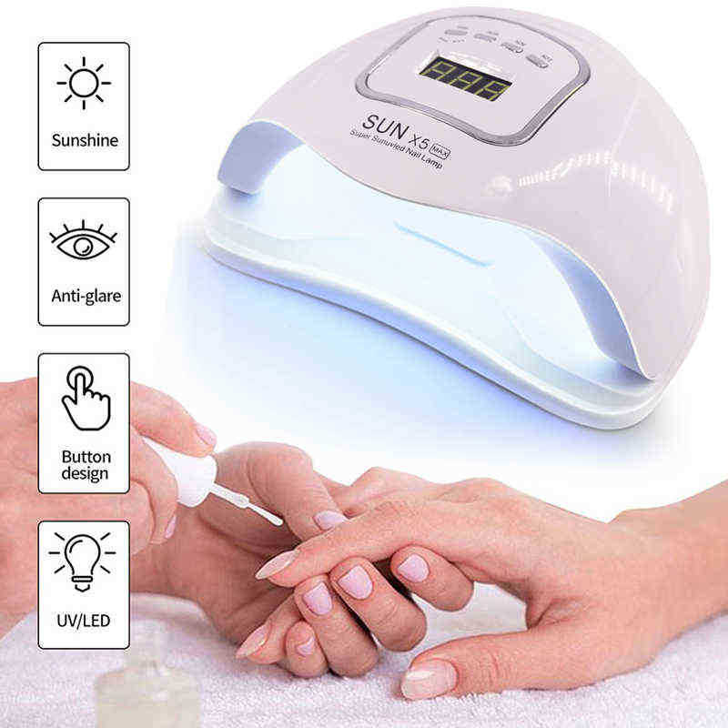 Nxy Lamp for Manicure 80/54w Uv Led Drying Nails Dryer Machine Gel Polish Auto Sensing Tools Lcd Display 220624