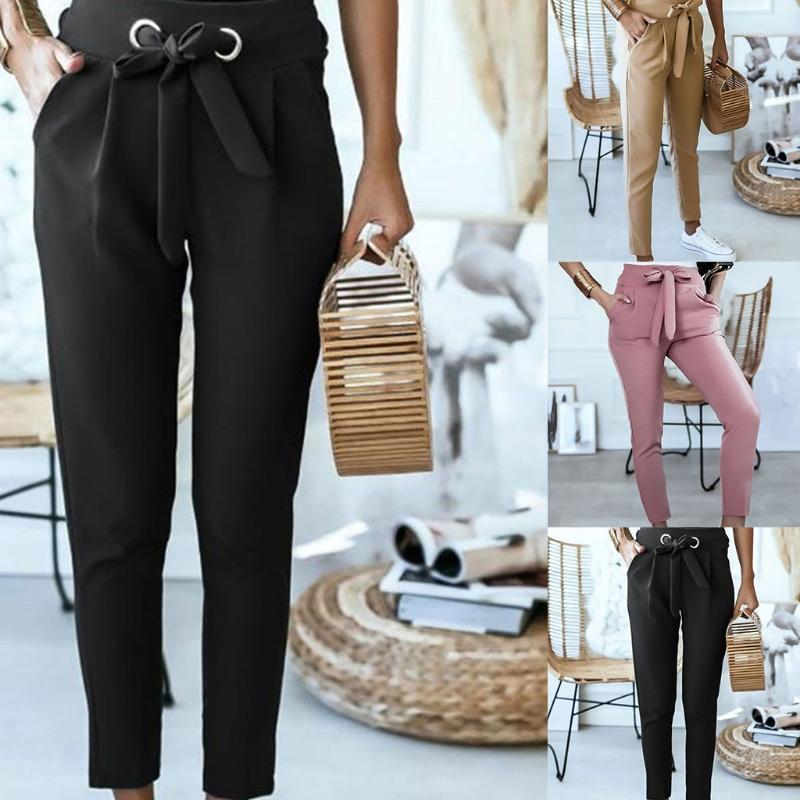 Women' Pants Women Tie Bandage High Waist Harem Casual Slim Fit Solid Color Cropped Tappered Long Pencil Trousers With Pockets, Pk
Women' Pants Women Tie Bandage High Waist Harem Casual Slim Fit Solid Color Cropped Tappered Long Pencil Trousers With Pockets, Pk