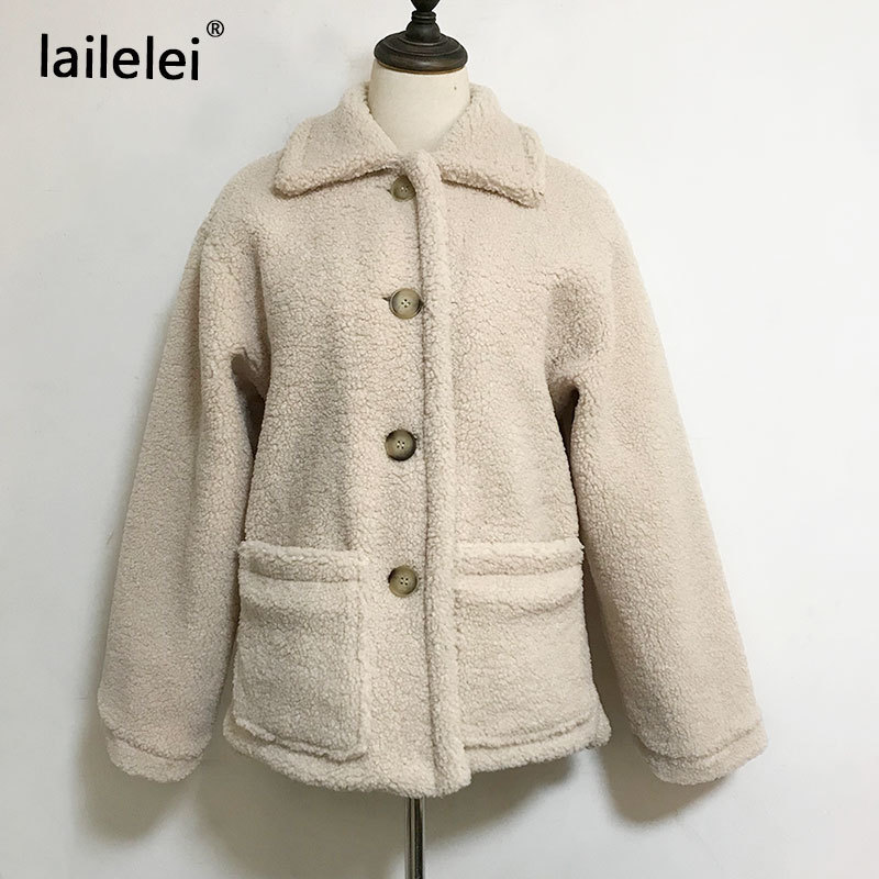Women's Jackets Faux Fur Thick Coat For Women Autumn Warm Soft Loose Jacket Female Outerwear Button Plush Ladies Casual Winter Overcoat 221109