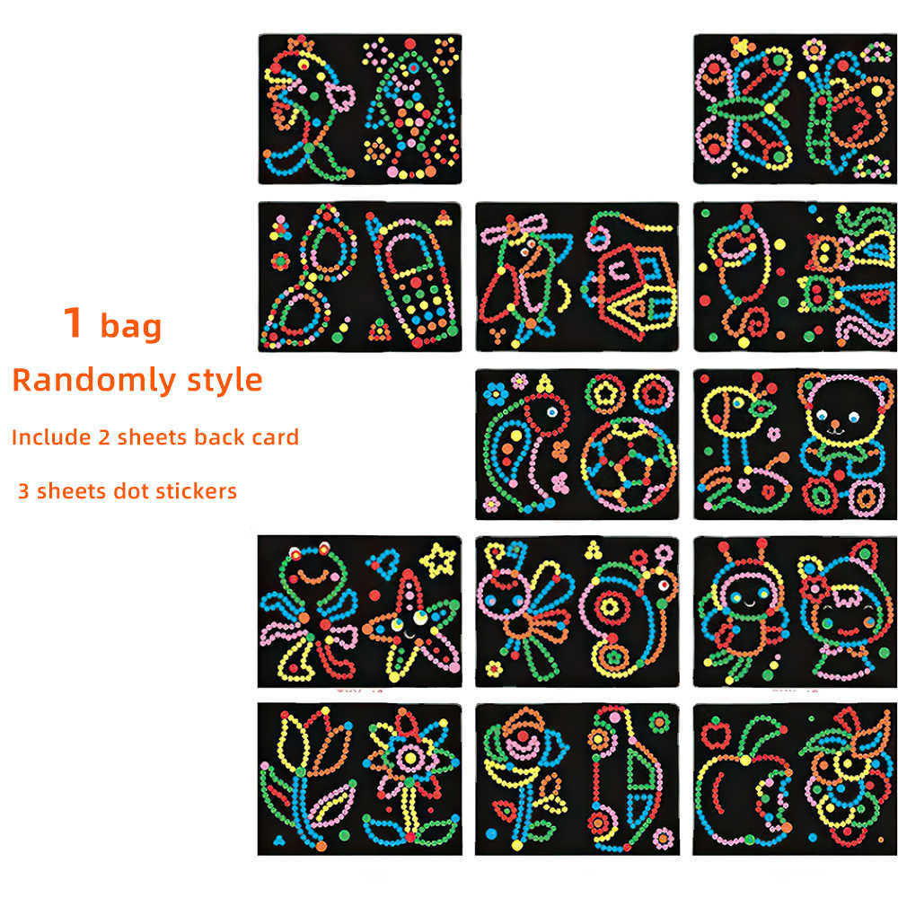 2pcs/set DIY Cartoon Dot Puzzle Colorful Cute Animal Learning Early Education Toys Primary Mosaic Sticker Games For Kids Gifts 50set Wholesale