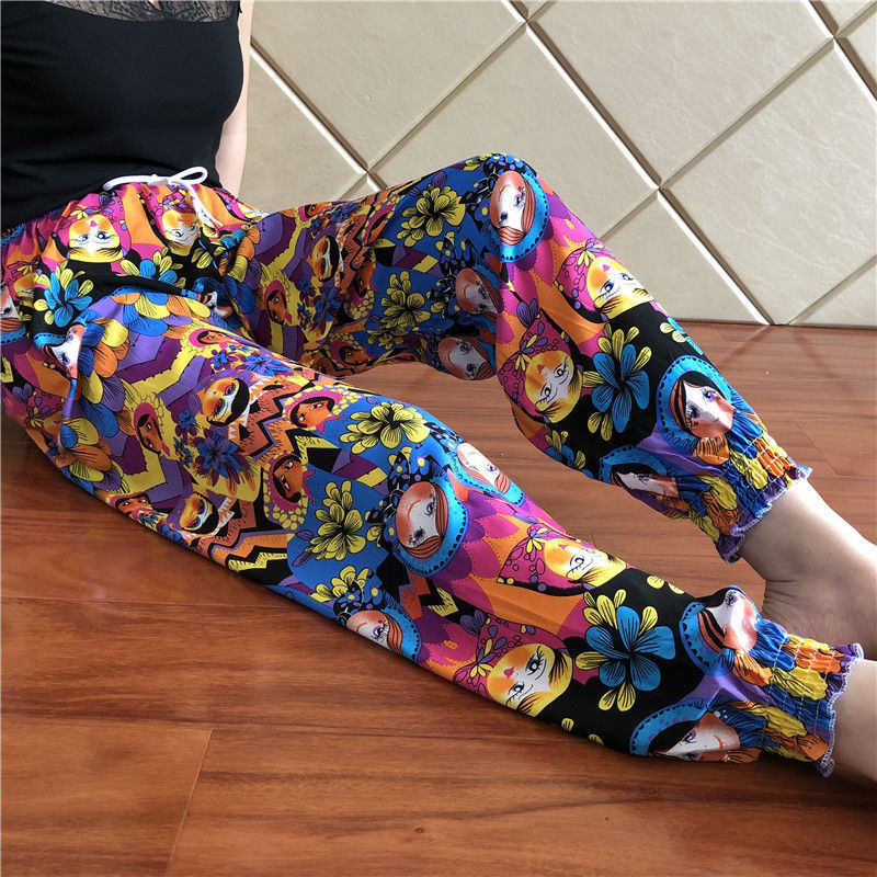 Women's Pants Capris Women Cotton Silk Casual Trousers Summer Loose Pajamas Home Thin Wide Leg Fashion Oversize 4XL Sweatpants Female 221109