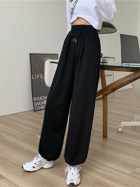 Women's Pants Capris HOUZHOU Gray Sweatpants for Women Autumn Baggy Fashion Oversize Sports Balck Trousers Female Joggers Streetwear 221109
