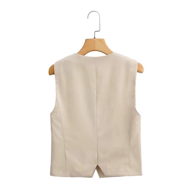 Women's Jackets Zevity Women Fashion V Neck Single Breasted Pockets Slim Vest Jacket Ladies Sleeveless Casual Business WaistCoat Tops CT1117 2211