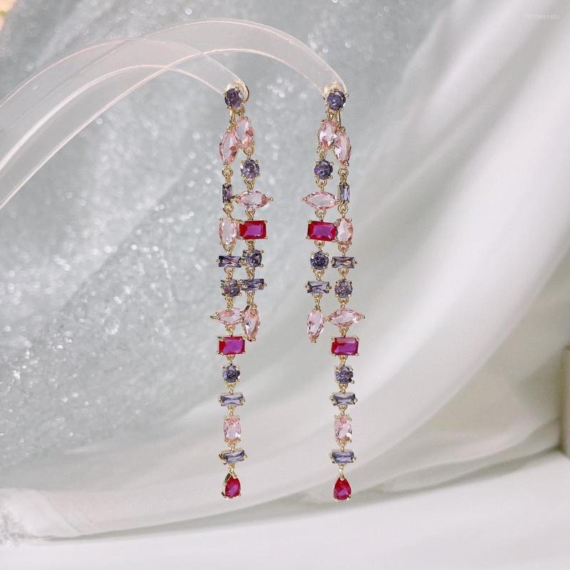 Dangle Earrings Fashion Geometric Colorful Zirconia Drop-shaped Tassel European Women Gorgeous Luxurious Banquet Jewelry
Dangle Earrings Fashion Geometric Colorful Zirconia Drop-shaped Tassel European Women Gorgeous Luxurious Banquet Jewelry