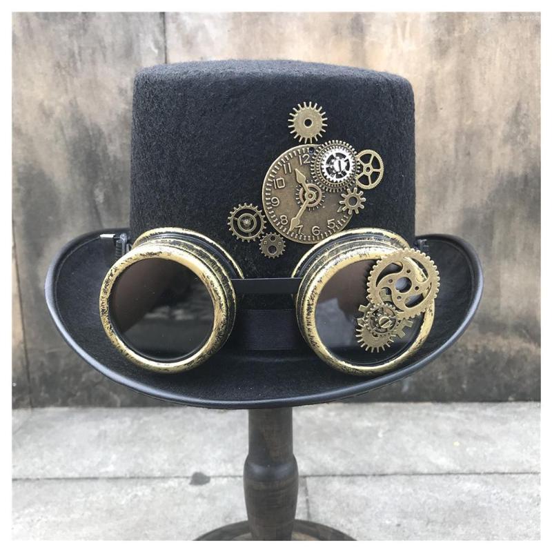 Berets 2022 Fashion Men Women Handmade Steampunk Top Hat With Gear Glasses Stage Magic Party Bowler Size 57CM, Black
Berets 2022 Fashion Men Women Handmade Steampunk Top Hat With Gear Glasses Stage Magic Party Bowler Size 57CM, Black