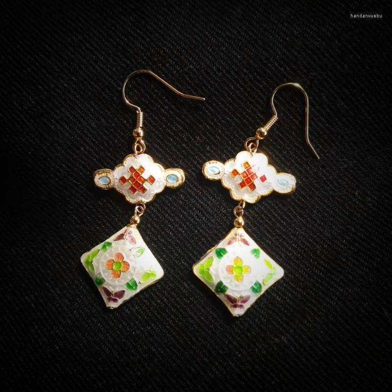 Dangle Earrings Original Handmade Court Retro Cloisonne Chinese Knot Flower Niche Antique Beautiful White Summer Eardrop Women's Gift
Dangle Earrings Original Handmade Court Retro Cloisonne Chinese Knot Flower Niche Antique Beautiful White Summer Eardrop Women's Gift