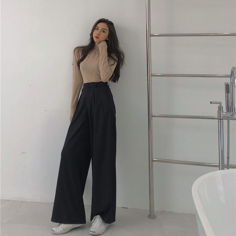 Women's Pants Capris Mazefeng Spring Autumn Female Solid Wide Leg Women Full Length Ladies High Quality simple Casual Straight 221109