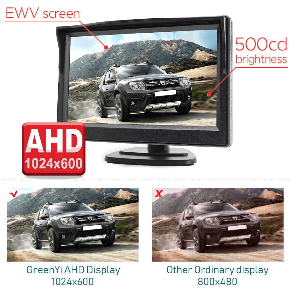 5 inch AHD Monitor 1920x1080P Fish Eyes Starlight Night Vision Vehicle Reverse Camera Car Universal Camera