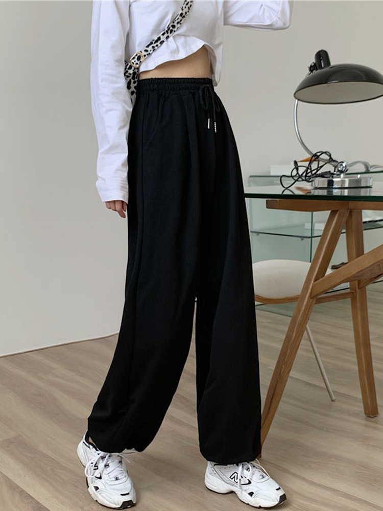 Women's Pants Capris HOUZHOU Gray Sweatpants for Women Autumn Baggy Fashion Oversize Sports Balck Trousers Female Joggers Streetwear 221109