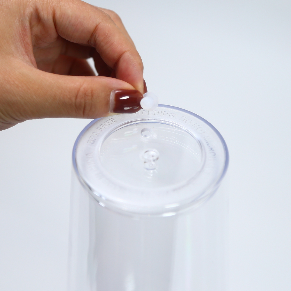Local warehouse 24oz pre-drilled snow globe acrylic tumblers with flat lid straw clear double walled plastic cup drinking beverage tumblers 25pcs/case