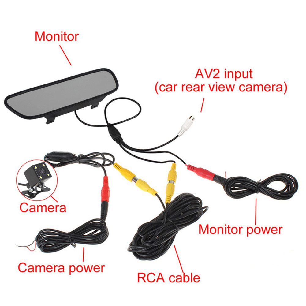 5 Inch Car Video TFT LCD HD 800x480 Screen Auto Mirror Reversing Parking Monitor with 2 Videos Input Rearview Camera