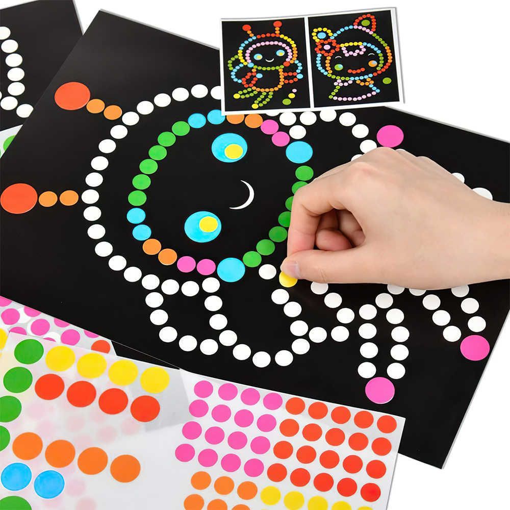 2pcs/set DIY Cartoon Dot Puzzle Colorful Cute Animal Learning Early Education Toys Primary Mosaic Sticker Games For Kids Gifts 50set Wholesale