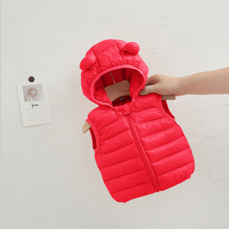 Waistcoat Baby Boys Girls Warm Down Vest Autumn Winter Cotton With Ears Kids Outerwear Children Clothing Hooded Jacket Vests 221109